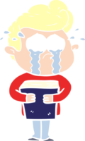flat color style cartoon crying man holding book png