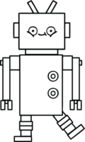 linje teckning tecknad serie av en robot png