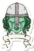 grunge sticker of a crying orc fighter character face png