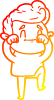 caloroso gradiente linha desenhando do uma feliz desenho animado homem png