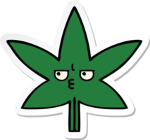 sticker of a cute cartoon marijuana leaf png