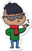 klistermärke av en tecknad pojke som bär solglasögon png