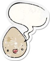 cartoon egg with speech bubble distressed distressed old sticker png