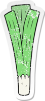 distressed sticker of a cartoon leek png