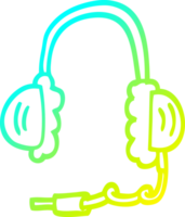 cold gradient line drawing of a cartoon ear phones png