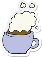 sticker of a cartoon hot cup of coffee png