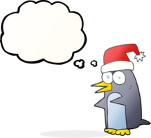 hand drawn thought bubble cartoon christmas penguin png