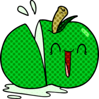 pomme en tranches de dessin animé heureux png