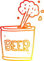 chaud pente ligne dessin de une dessin animé Bière pouvez png