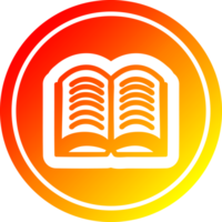 öppen bok cirkulär ikon med värma lutning Avsluta png