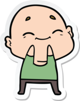 sticker of a cartoon happy bald man png