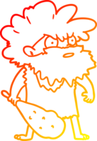 warm gradient line drawing of a cartoon cave man png