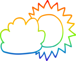 rainbow gradient line drawing of a cartoon weather png