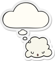 linda dibujos animados nube con pensamiento burbuja como un impreso pegatina png