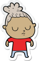 sticker of a cartoon calm woman png