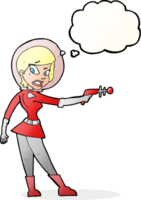 Cartoon-Sci-Fi-Mädchen mit Gedankenblase png