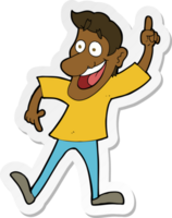 sticker of a cartoon man with great idea png