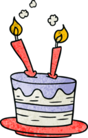 mano disegnato strutturato cartone animato scarabocchio di un' compleanno torta png