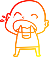 warm gradient line drawing of a cartoon shouting bald man png