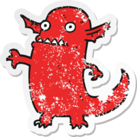 verontruste sticker van een cartoon halloween monster png