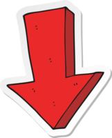 sticker of a cartoon arrow pointing down png