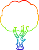 rainbow gradient line drawing of a cartoon blooming tree png