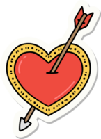 etichetta di tatuaggio nel tradizionale stile di un freccia e cuore png