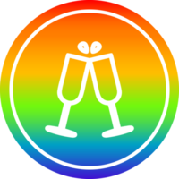 raised glasses circular icon with rainbow gradient finish png