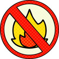 comic book style cartoon of a no fire allowed sign png