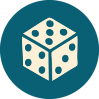 iconic tattoo style image of a dice png