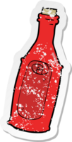 retro noodlijdende sticker van een cartoonbericht in fles png