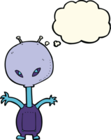 cartoon space alien with thought bubble png