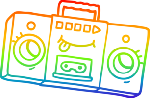 rainbow gradient line drawing of a cartoon retro cassette tape player png