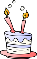 Hand gezeichnet Gradient Karikatur Gekritzel von ein Geburtstag Kuchen png