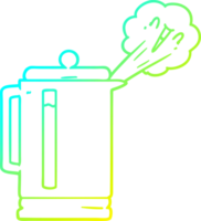 cold gradient line drawing of a cartoon electric kettle boiling png