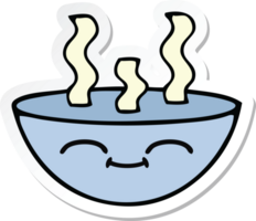 sticker of a cute cartoon bowl of hot soup png