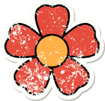 Distressed Sticker Tattoo im traditionellen Stil einer Blume png