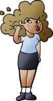cartoon doodle girl playing with hair png