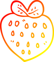 warm gradient line drawing of a cartoon strawberry fr png