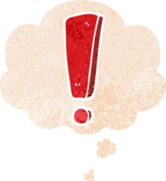 dessin animé exclamation marque avec pensée bulle dans grunge affligé rétro texturé style png