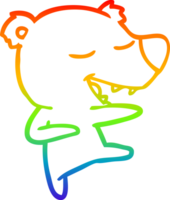 rainbow gradient line drawing of a cartoon bear png