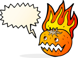 calabaza llameante de dibujos animados con burbujas de discurso png