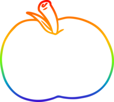 rainbow gradient line drawing of a cartoon apple png