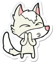 sticker of a cartoon wolf whistling png