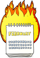 hand drawn cartoon calendar showing month of february png