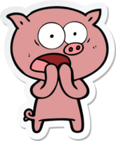 sticker of a cartoon pig shouting png