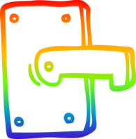 rainbow gradient line drawing of a cartoon metal door handle png