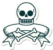 tattoo style sticker with banner of a skull png