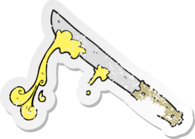 pegatina retro angustiada de un cuchillo de mantequilla de dibujos animados png