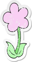 autocollant en détresse d'une jolie fleur de dessin animé png